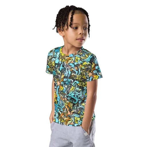 Neon Riddle on a Kids Crew Neck T-Shirt