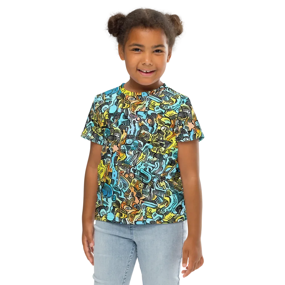 Neon Riddle on Kids Crew Neck T-Shirt — Front