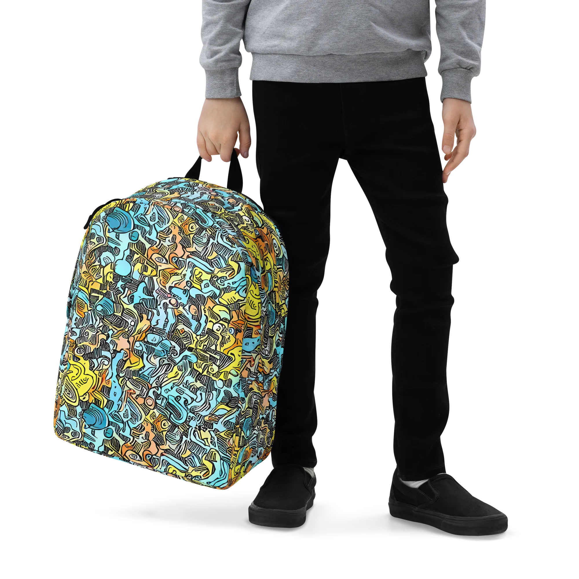 Neon Riddle on Minimalist Backpack — Zoomed-in