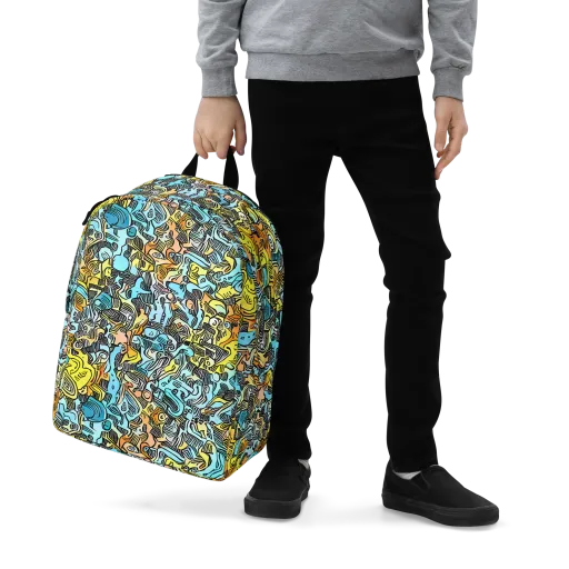 Neon Riddle on a Minimalist Backpack