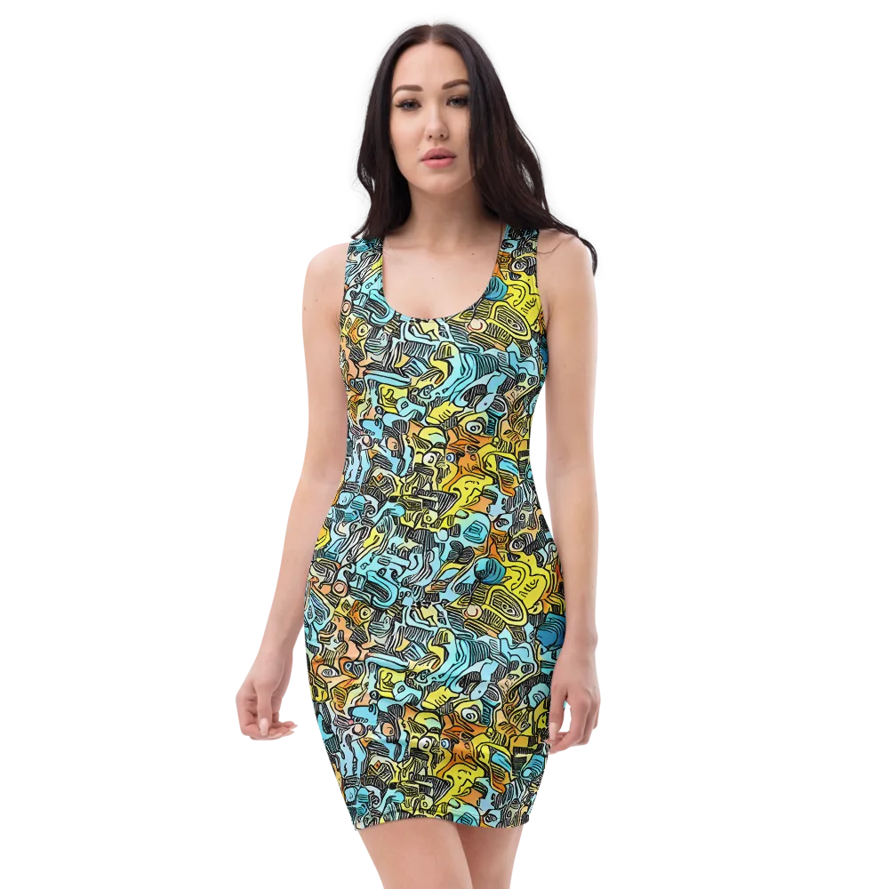 Neon Riddle on Bodycon Dress — Front