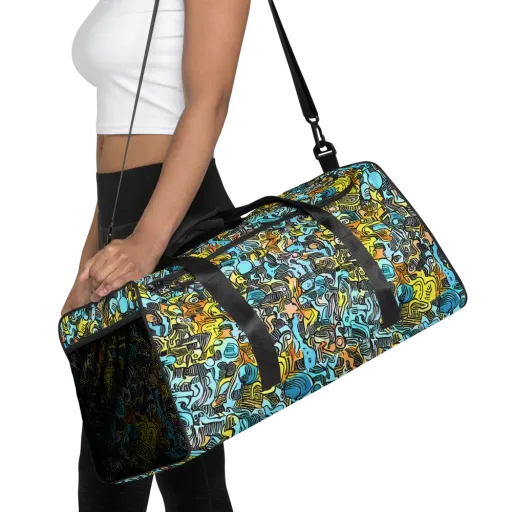 Neon Riddle on a Duffle Bag