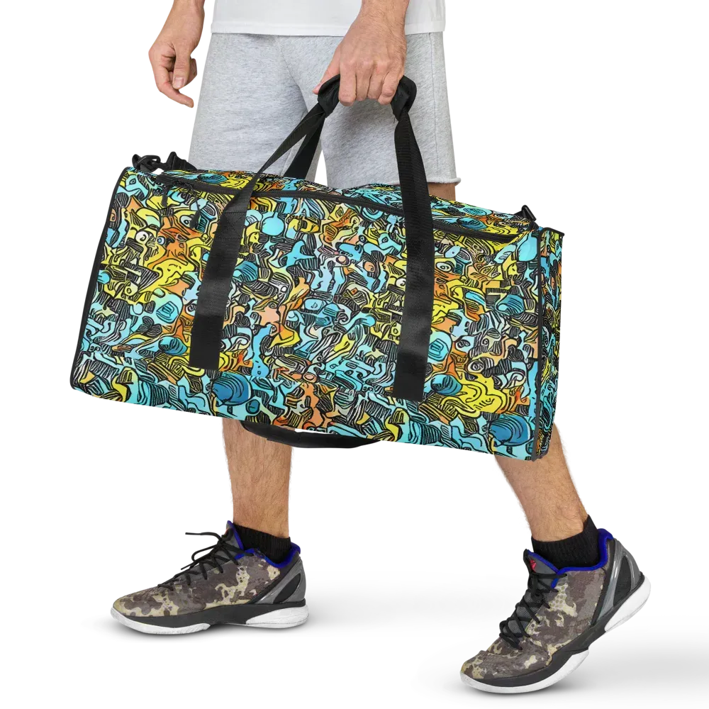 Neon Riddle on Duffle Bag — Front