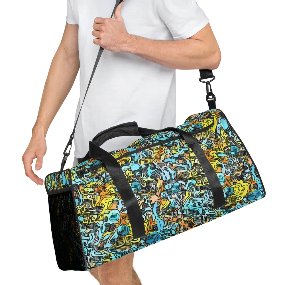 Neon Riddle on Duffle Bag — Right Front