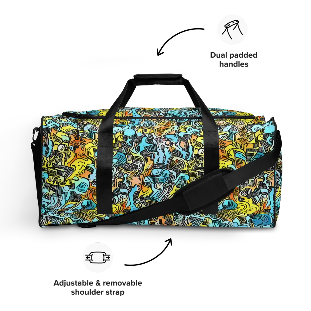 Neon Riddle on Duffle Bag — Front