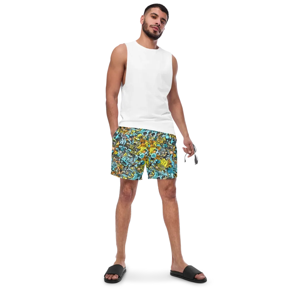 Neon Riddle on Swim Trunks — Front