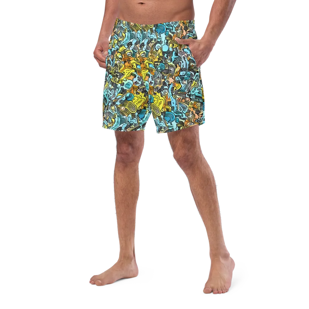 Neon Riddle on Swim Trunks — Left Front