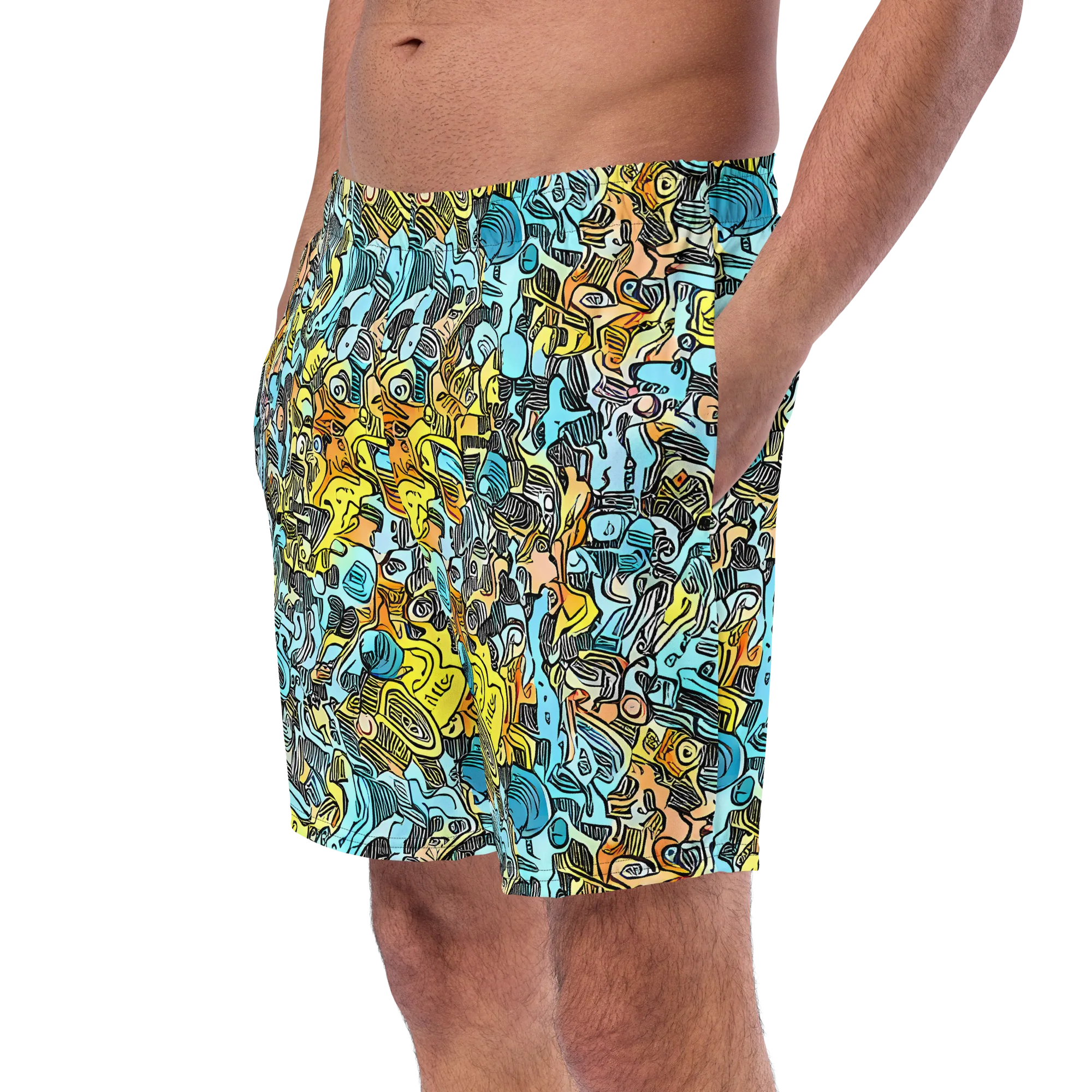 Neon Riddle on Swim Trunks — Left Front