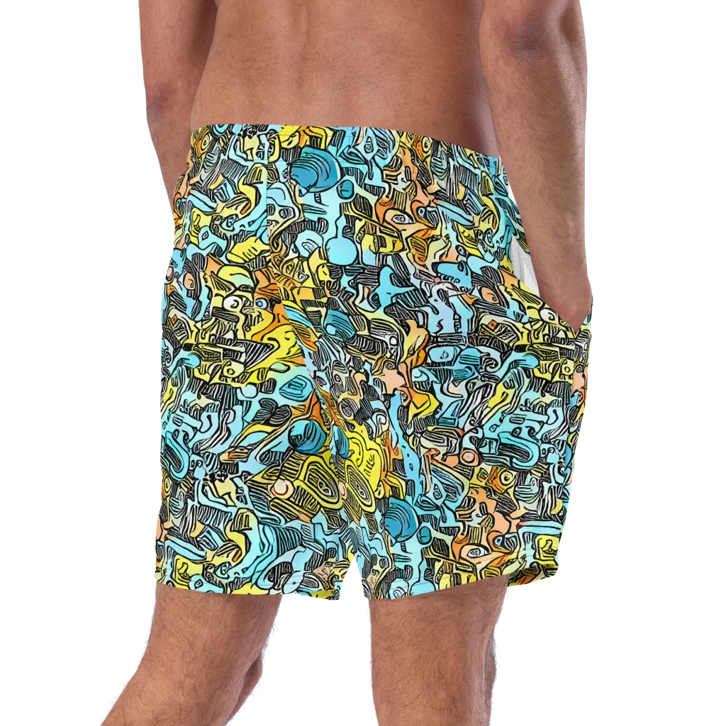 Neon Riddle on Swim Trunks — Right Back