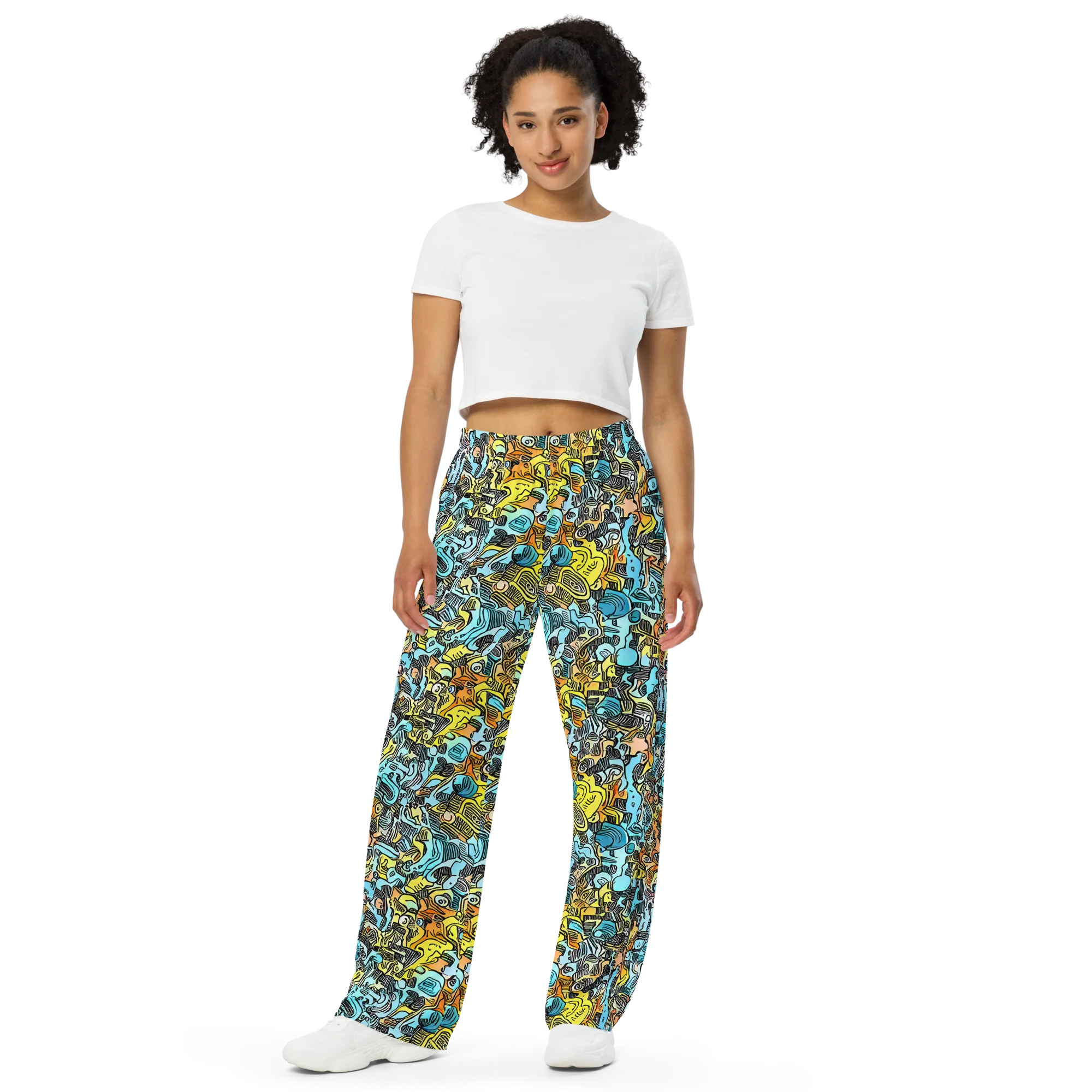 Neon Riddle on Wide-Leg Pants — Front
