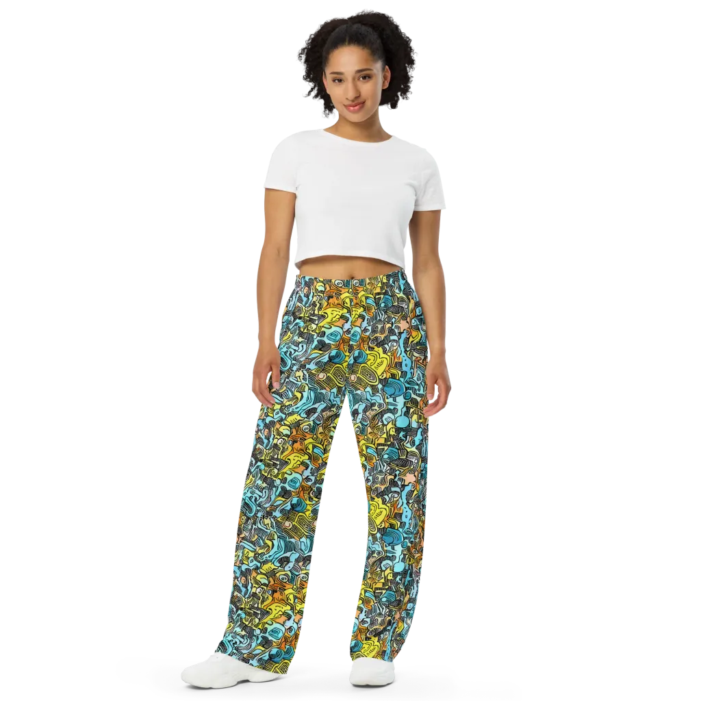 Neon Riddle on Wide-Leg Pants — Front