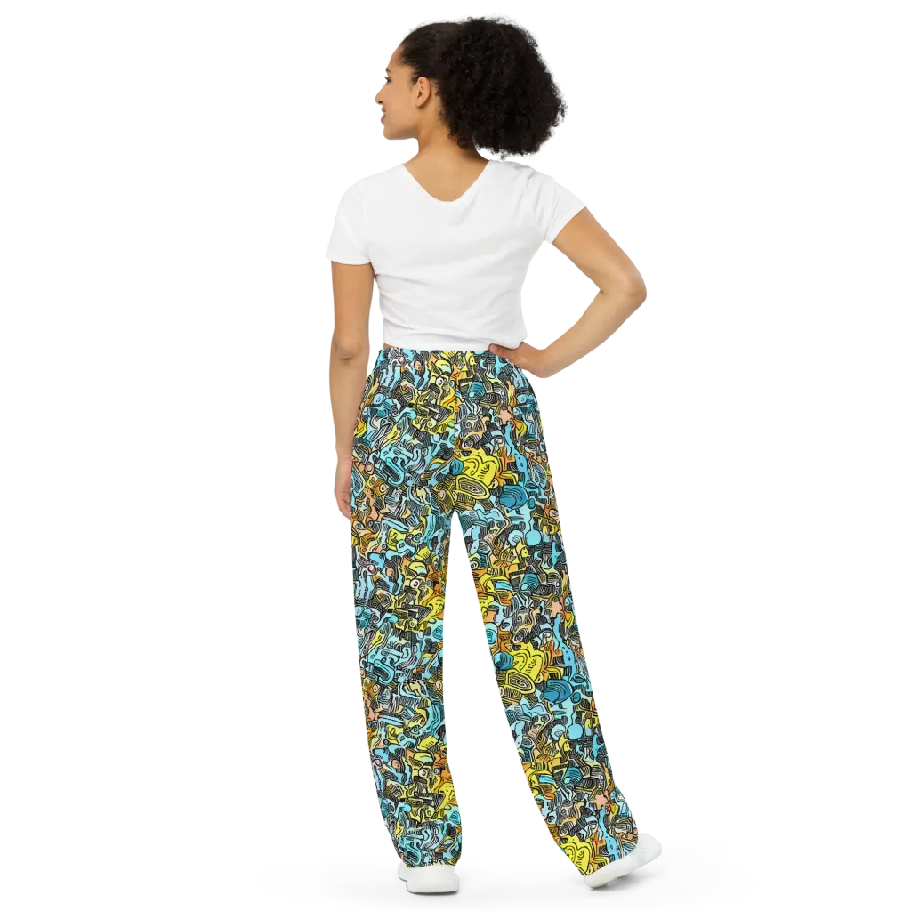 Neon Riddle on Wide-Leg Pants — Back