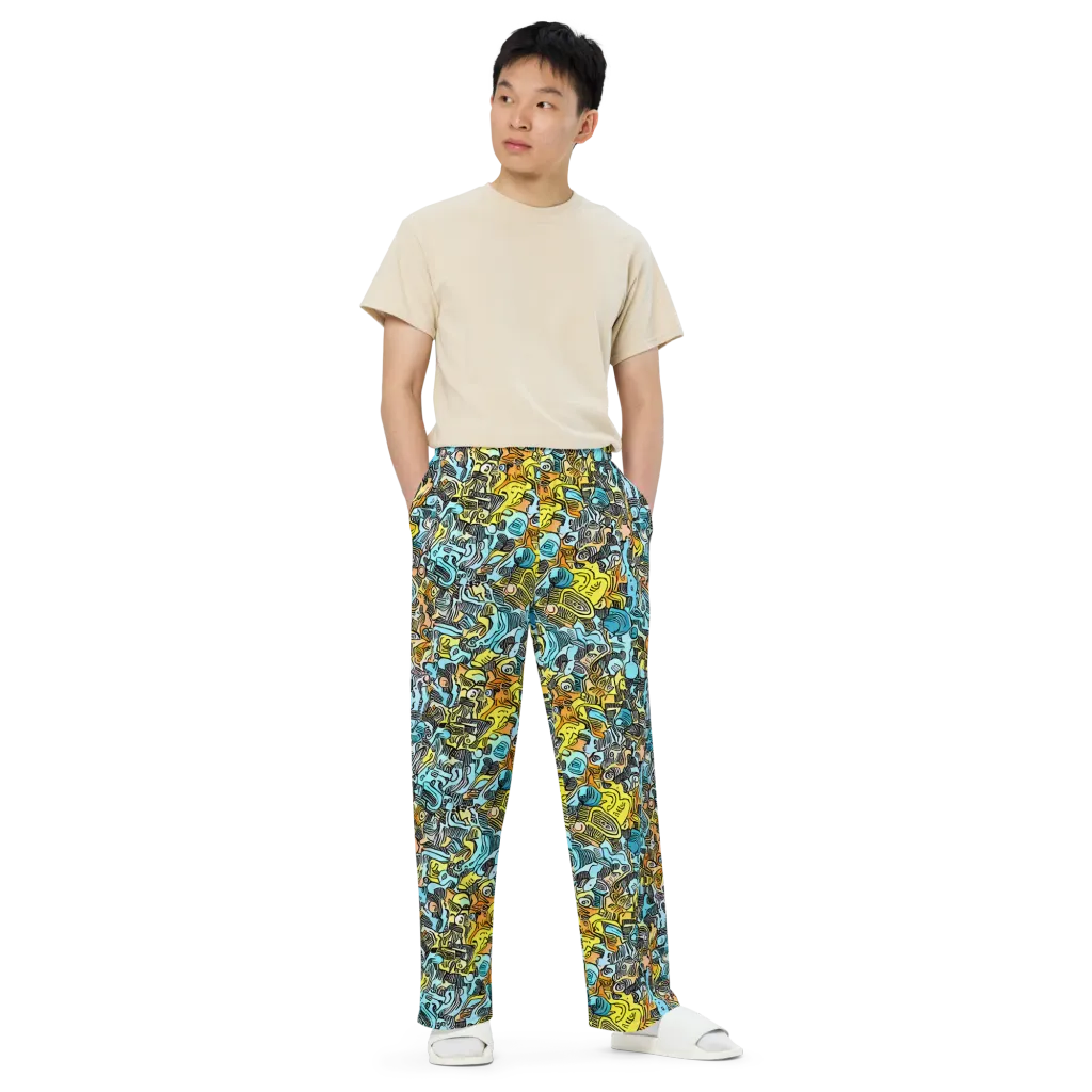 Neon Riddle on Wide-Leg Pants — Front