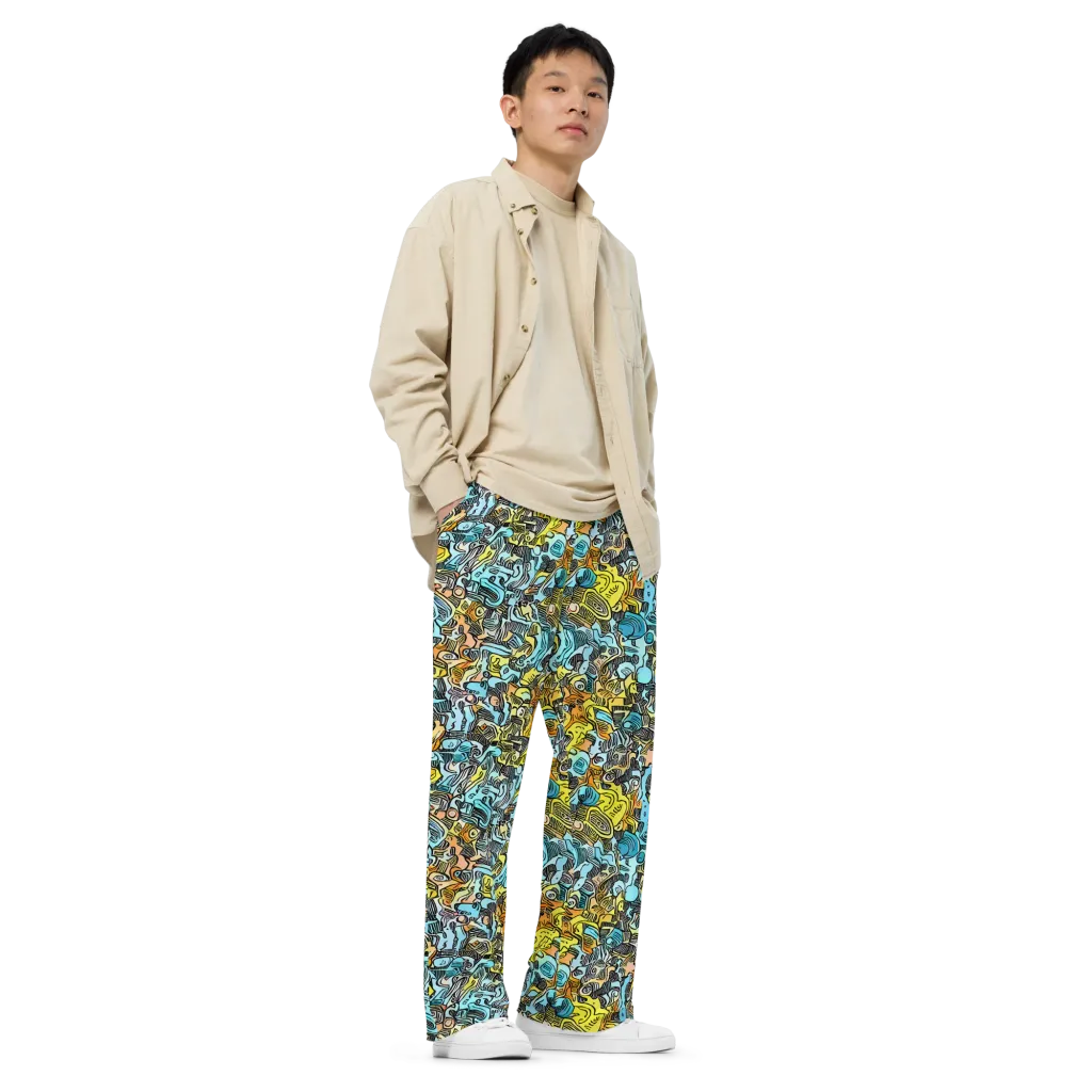 Neon Riddle on Wide-Leg Pants — Right Front