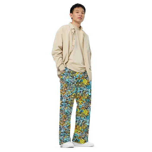 Neon Riddle on a Wide-Leg Pants