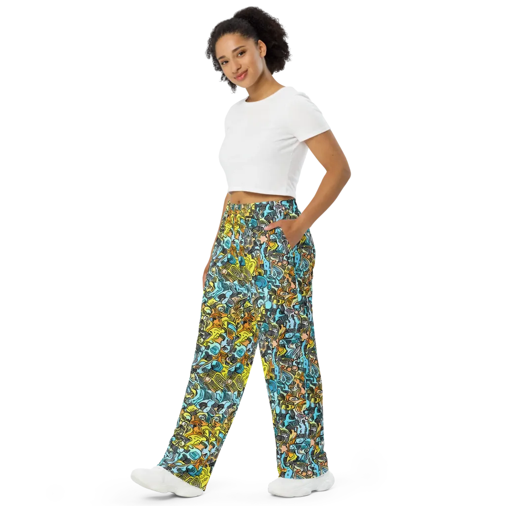 Neon Riddle on Wide-Leg Pants — Left Front