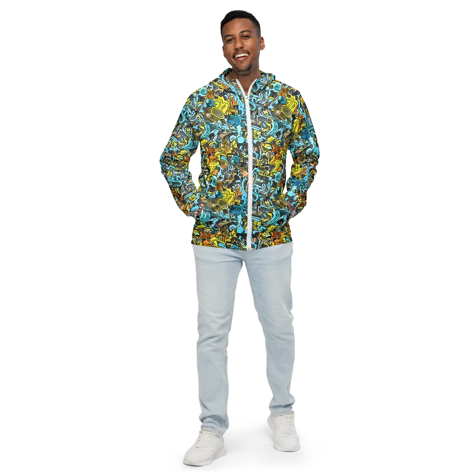 Neon Riddle on Men's Windbreaker — Front