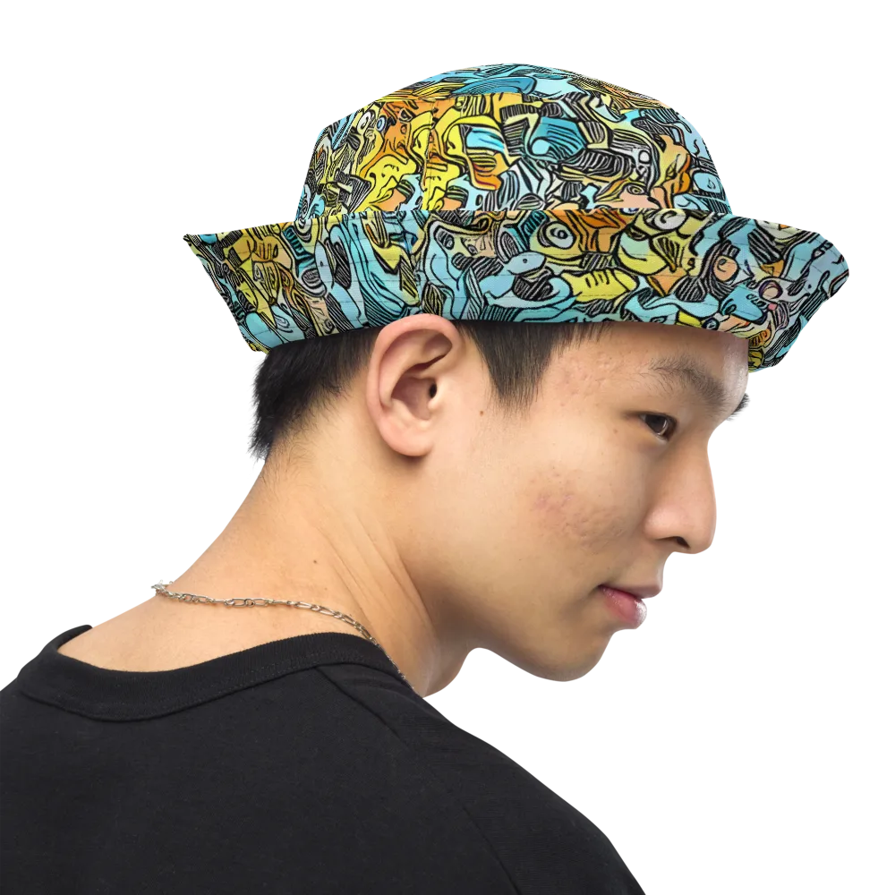 Neon Riddle on Reversible Bucket Hat — Right Outside