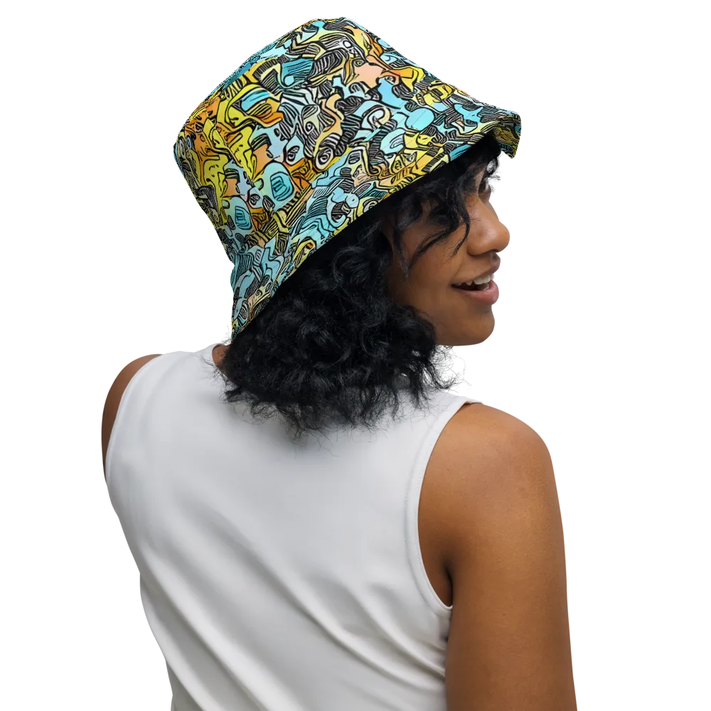Neon Riddle on Reversible Bucket Hat — Right Outside