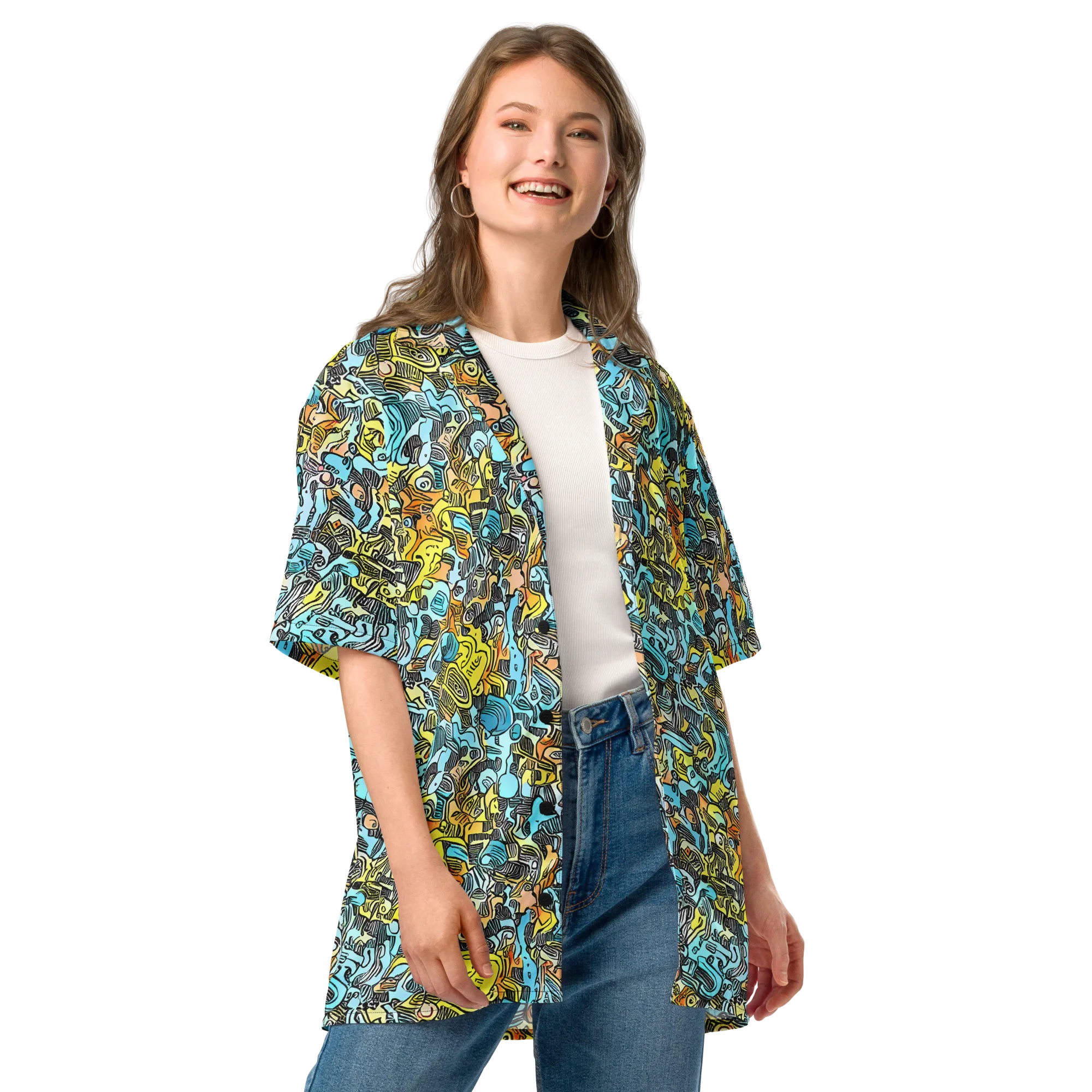 Neon Riddle on Button Shirt — Front