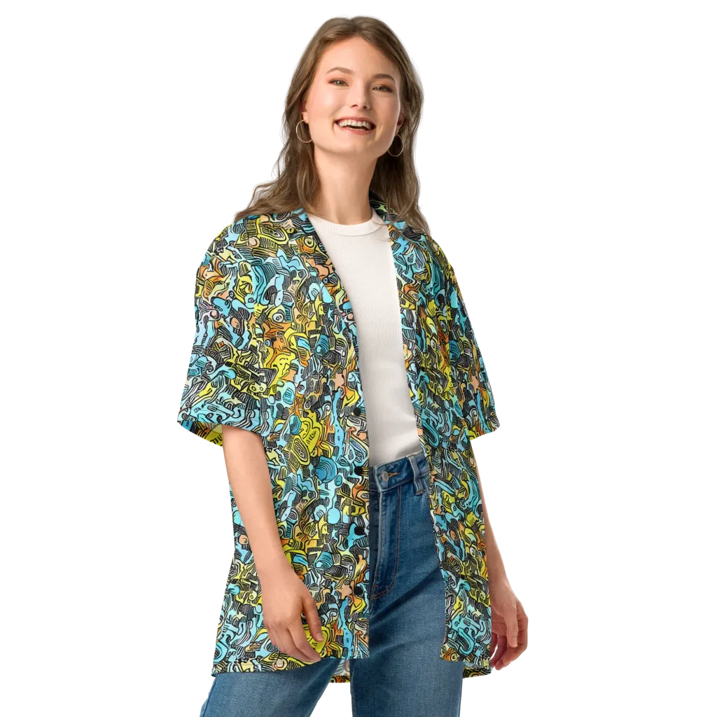 Neon Riddle on Button Shirt — Front