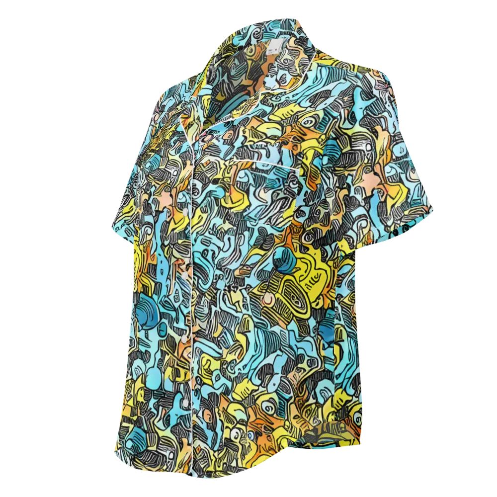 Neon Riddle on Women's Short Sleeve Pajama Top — Left Front