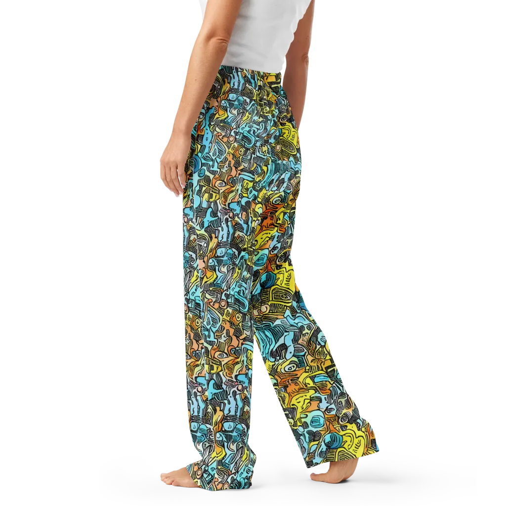 Neon Riddle on Women's Pajama Pants — Left