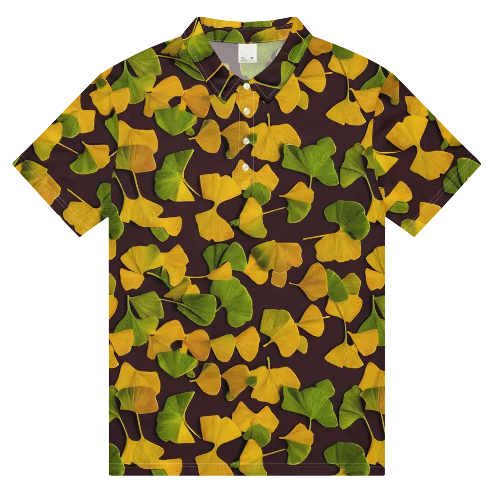 Midnight Ginkgo on Men's Slim Fit Polo Shirt — Front