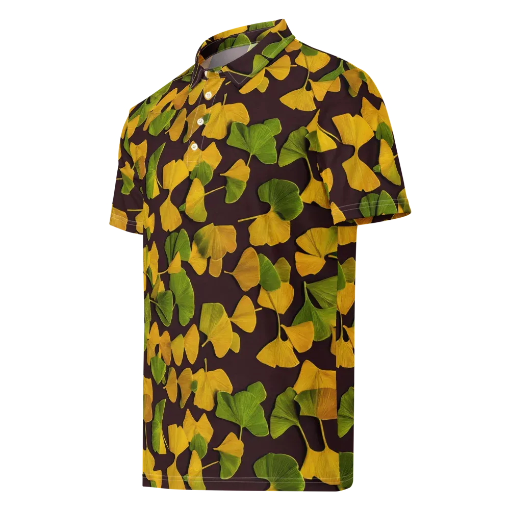 Midnight Ginkgo on Men's Slim Fit Polo Shirt — Left Front