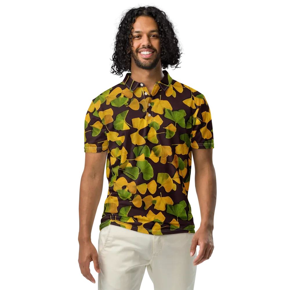 Midnight Ginkgo on Men's Slim Fit Polo Shirt — Front