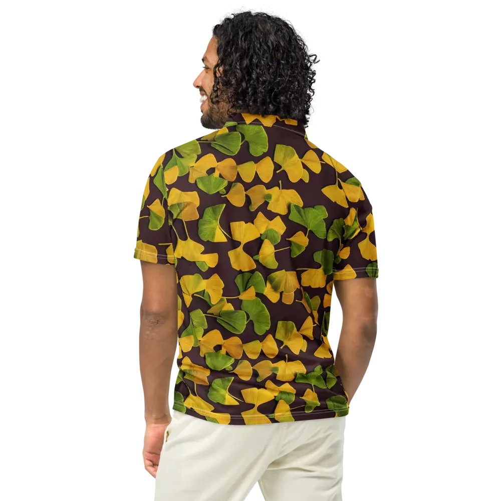 Midnight Ginkgo on Men's Slim Fit Polo Shirt — Back