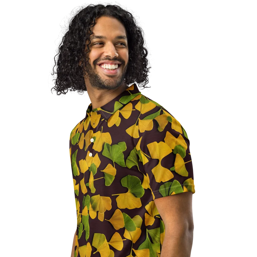 Midnight Ginkgo on Men's Slim Fit Polo Shirt — Left Front