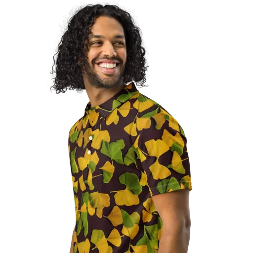 Midnight Ginkgo on a Men's Slim Fit Polo Shirt