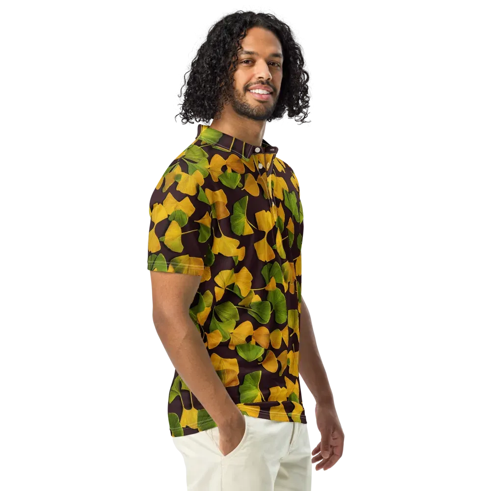 Midnight Ginkgo on Men's Slim Fit Polo Shirt — Right Front