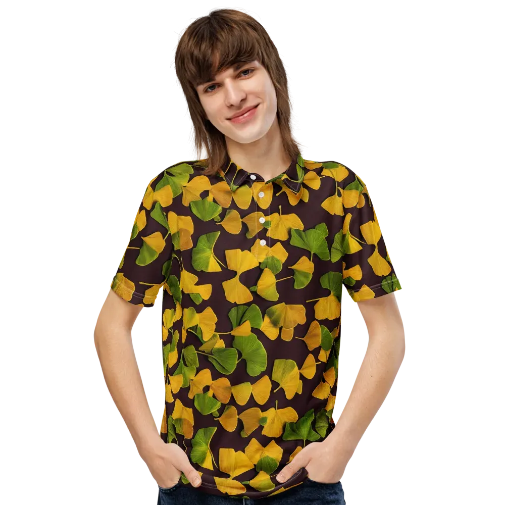Midnight Ginkgo on Men's Slim Fit Polo Shirt — Front