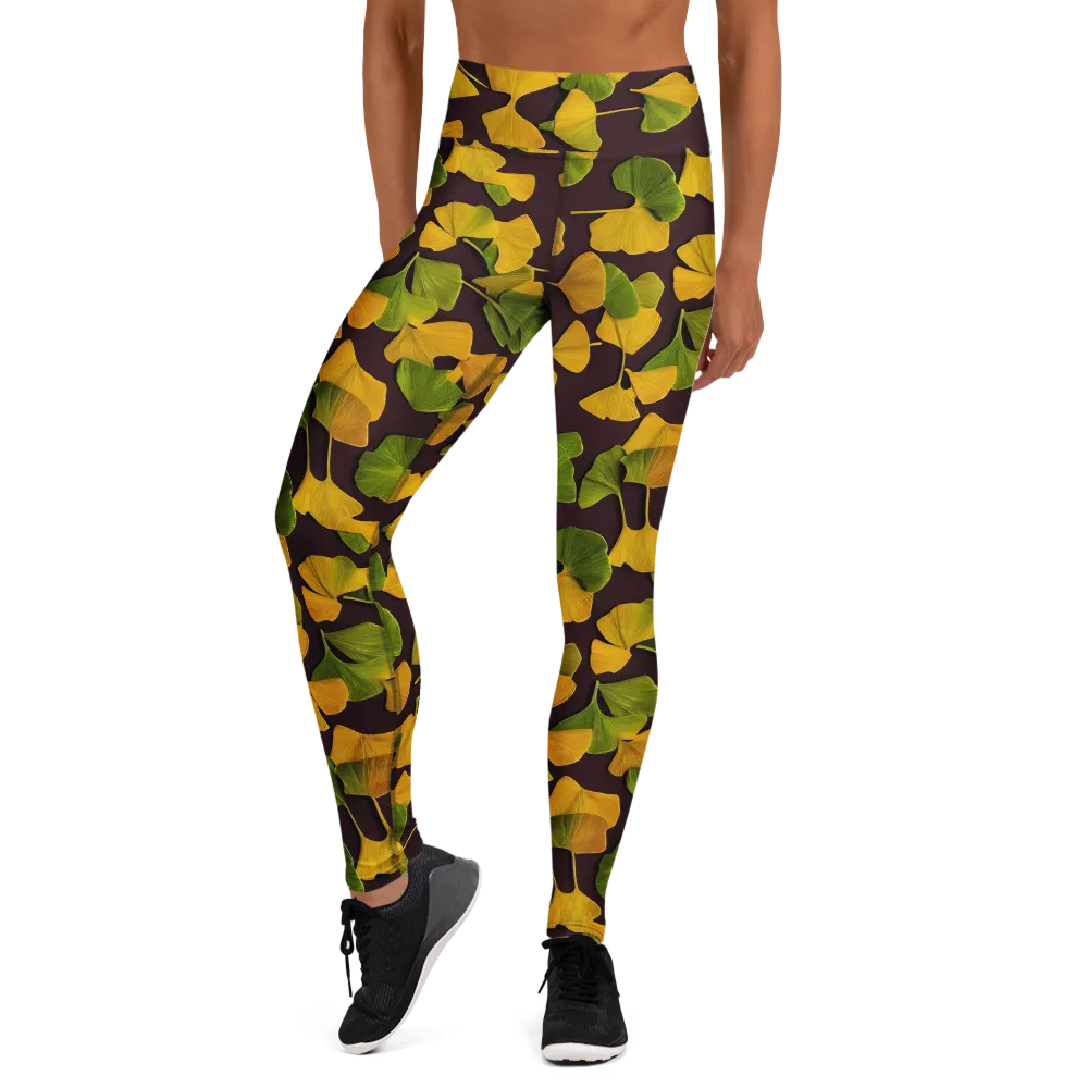 Midnight Ginkgo on Yoga Leggings — Front