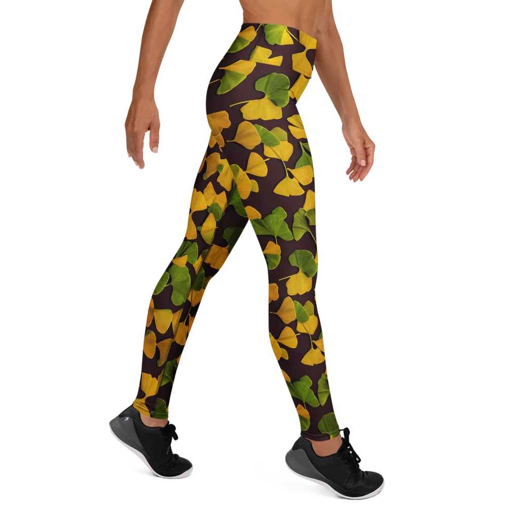 Midnight Ginkgo on Yoga Leggings — Right