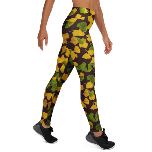 Midnight Ginkgo on a Yoga Leggings