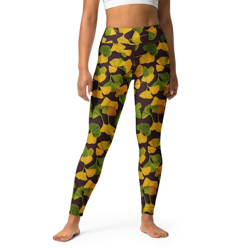 Midnight Ginkgo on Yoga Leggings — Front