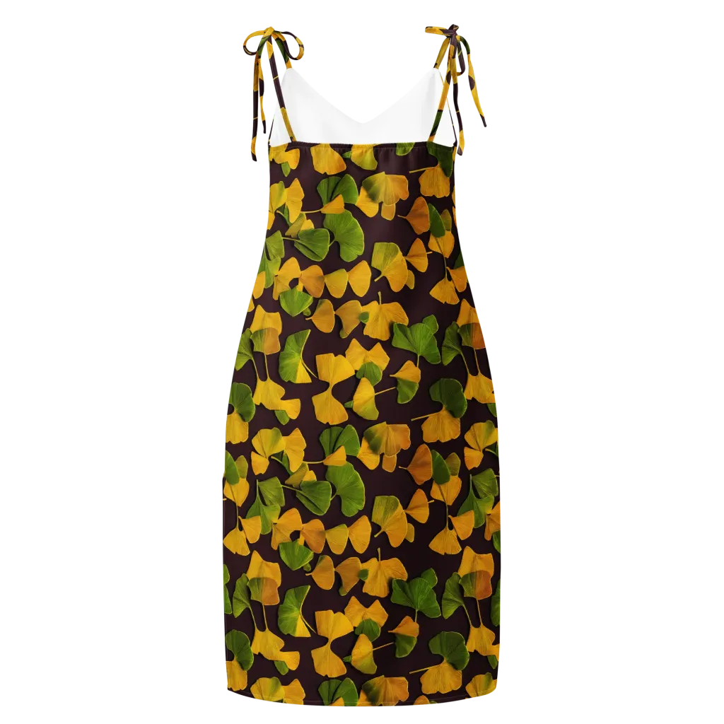Midnight Ginkgo on Slip Dress — Back