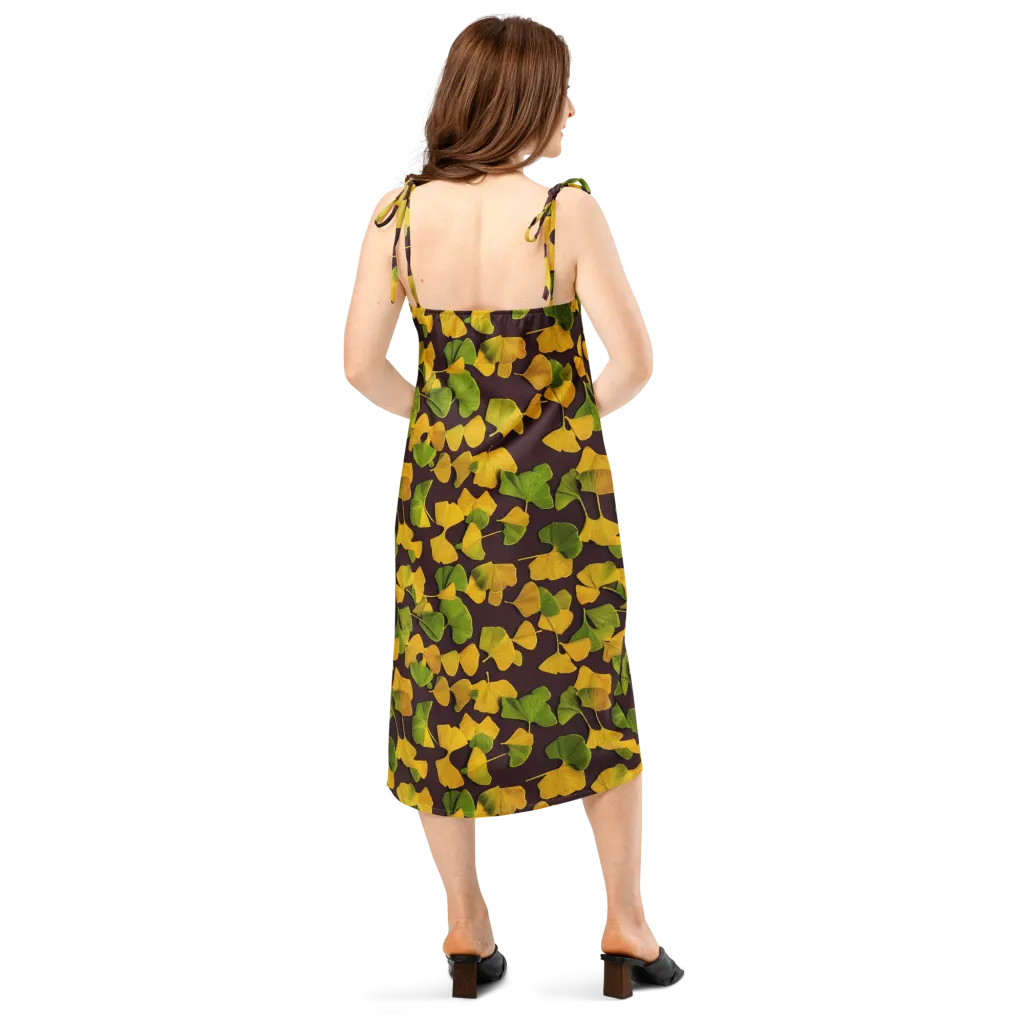 Midnight Ginkgo on Slip Dress — Back