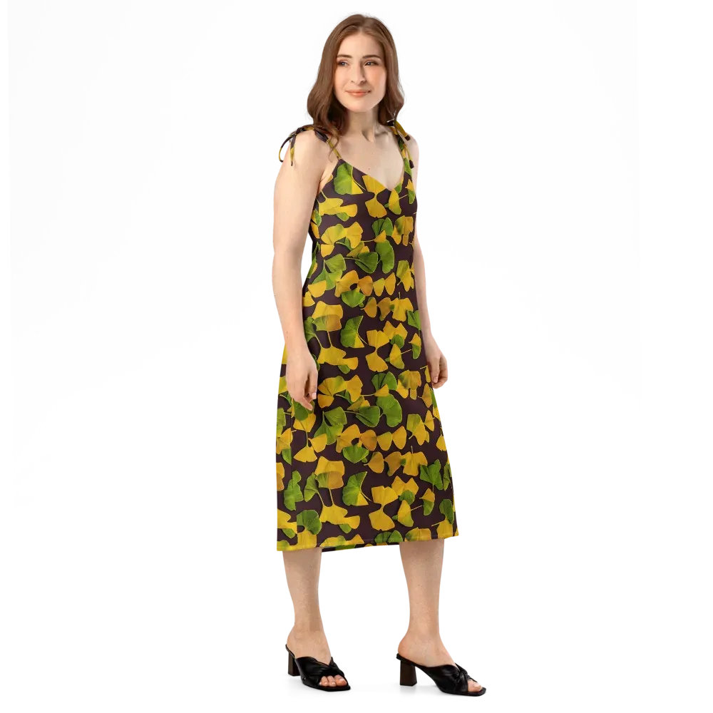 Midnight Ginkgo on Slip Dress — Right Front