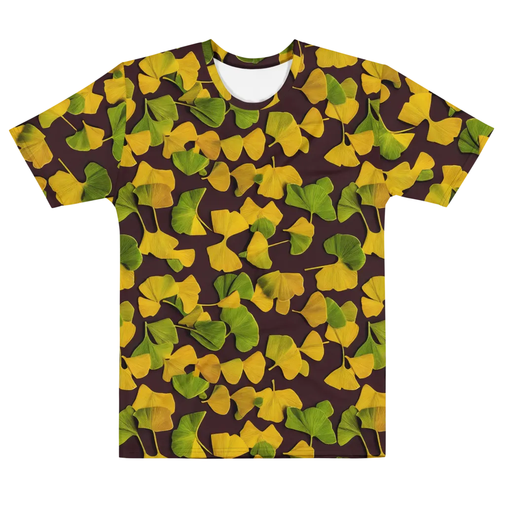 Midnight Ginkgo on Men's Cotton Crew Neck T-Shirt — Front