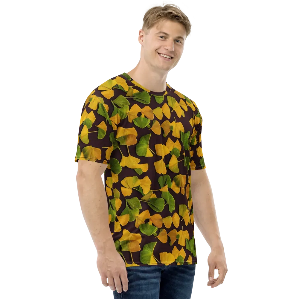 Midnight Ginkgo on Men's Crew Neck T-Shirt — Right