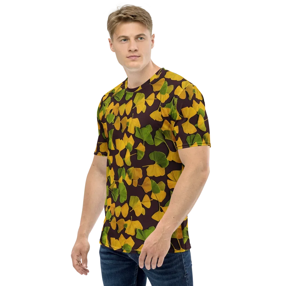 Midnight Ginkgo on Men's Crew Neck T-Shirt — Left