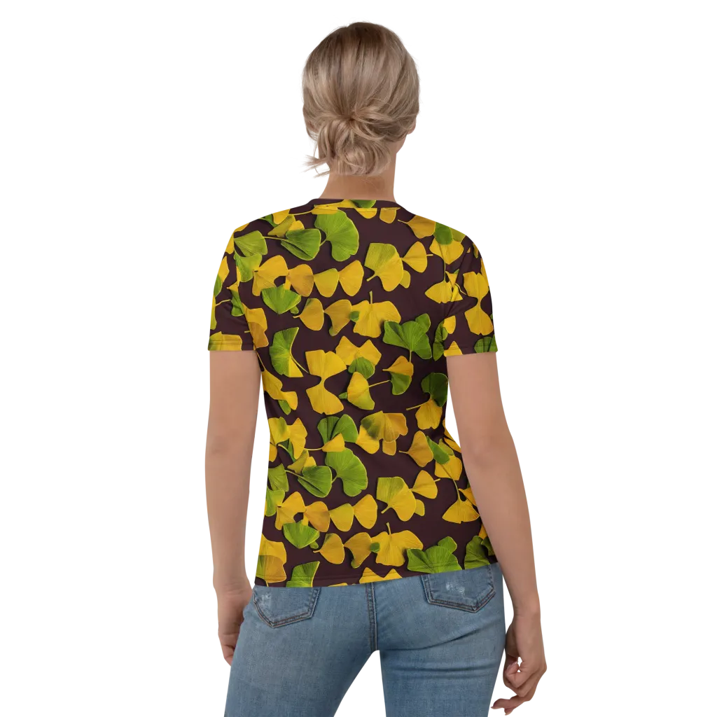 Midnight Ginkgo on Women's Crew Neck T-Shirt — Back