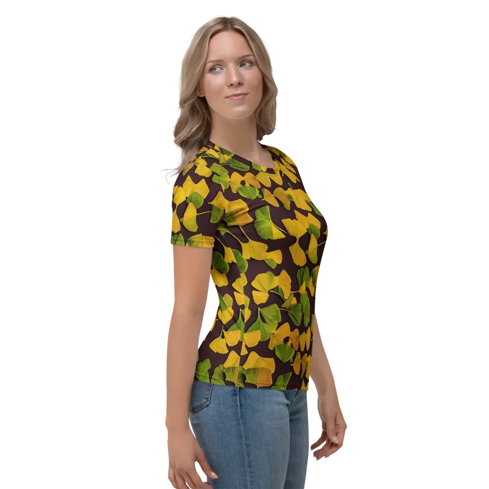Midnight Ginkgo on Women's Crew Neck T-Shirt — Right