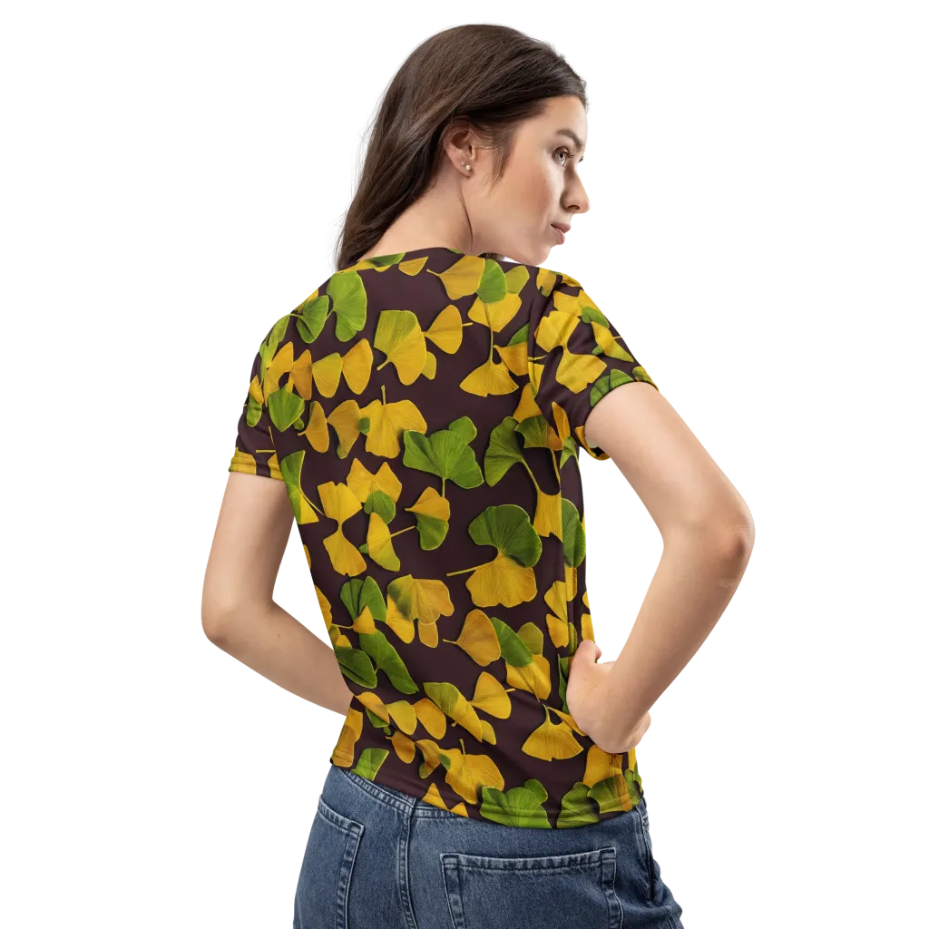 Midnight Ginkgo on Women's Crew Neck T-Shirt — Back