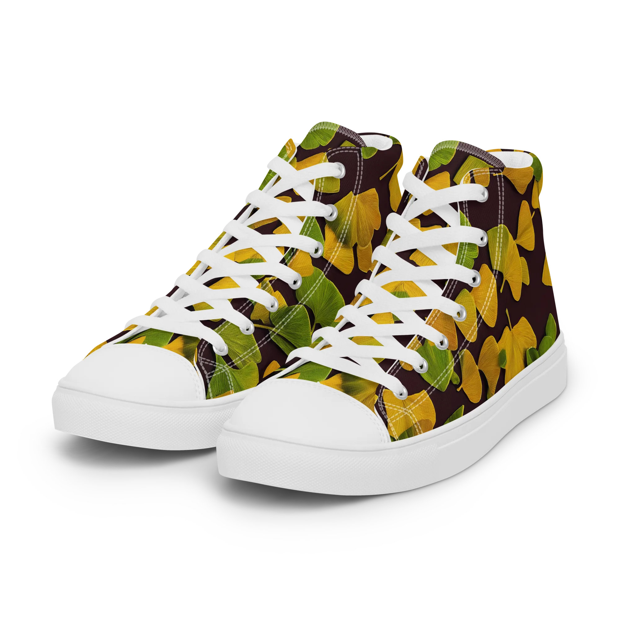Midnight Ginkgo on Women's High Top Canvas Shoes — Left Front