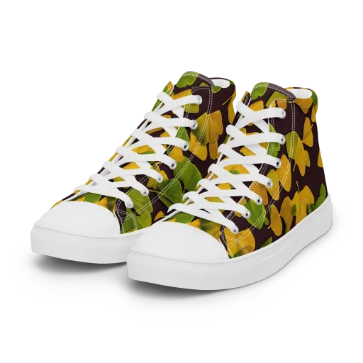 Midnight Ginkgo on a Women's High Top Canvas Shoes